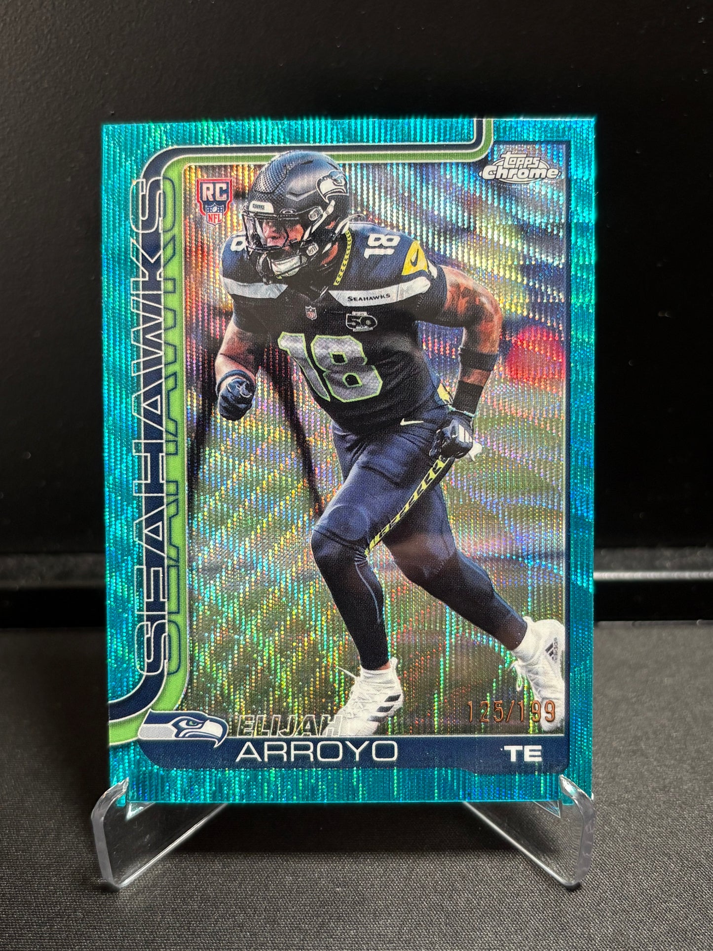 Elijah Arroyo RC Topps Chrome 2025 "Aqua Wave /199" Color Match Seattle Seahawks
