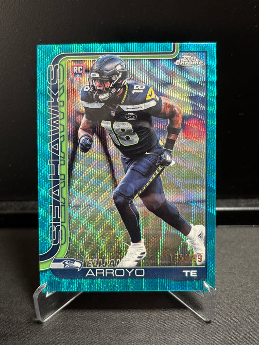 Elijah Arroyo RC Topps Chrome 2025 "Aqua Wave /199" Color Match Seattle Seahawks