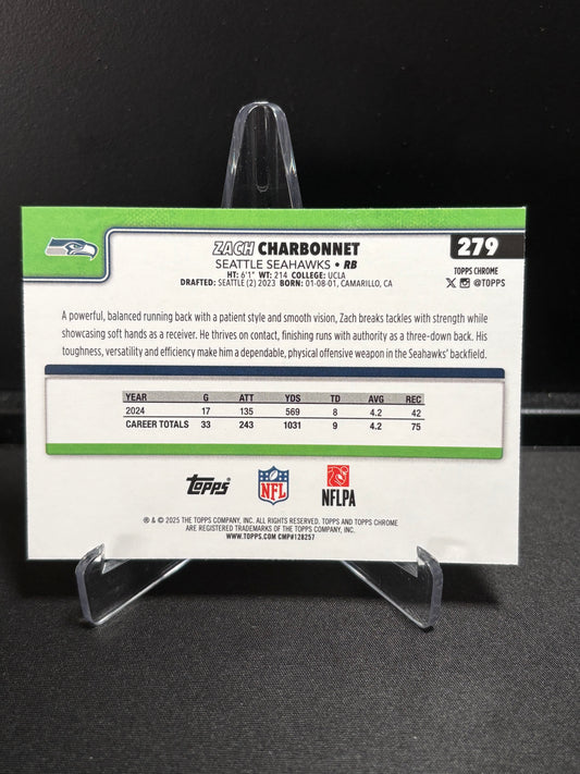 Zach Charbonnet Topps Chrome 2025 "RayWave Refractor" Seattle Seahawks