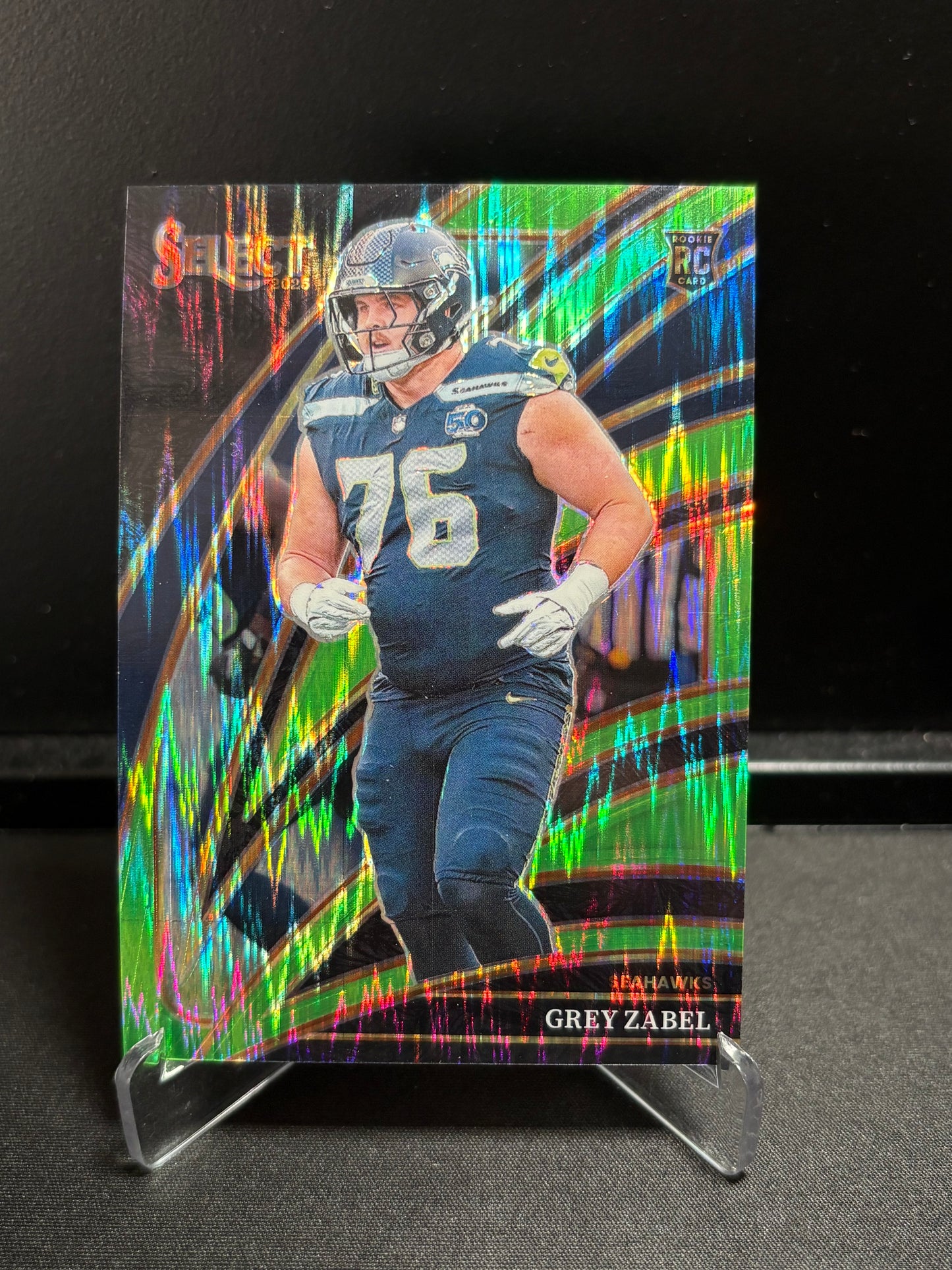 Grey Zabel RC Panini Select 2025 "Green Club Level /699" Seattle Seahawks