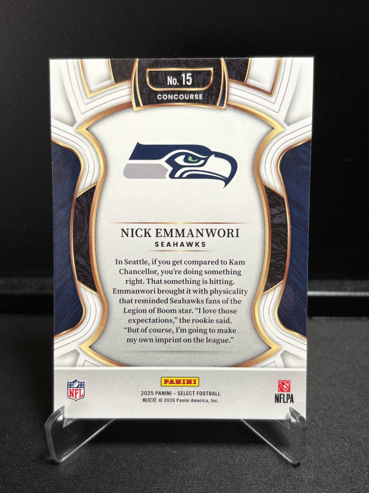 Nick Emmanwori RC Panini Select 2025 "Concourse" Seattle Seahawks