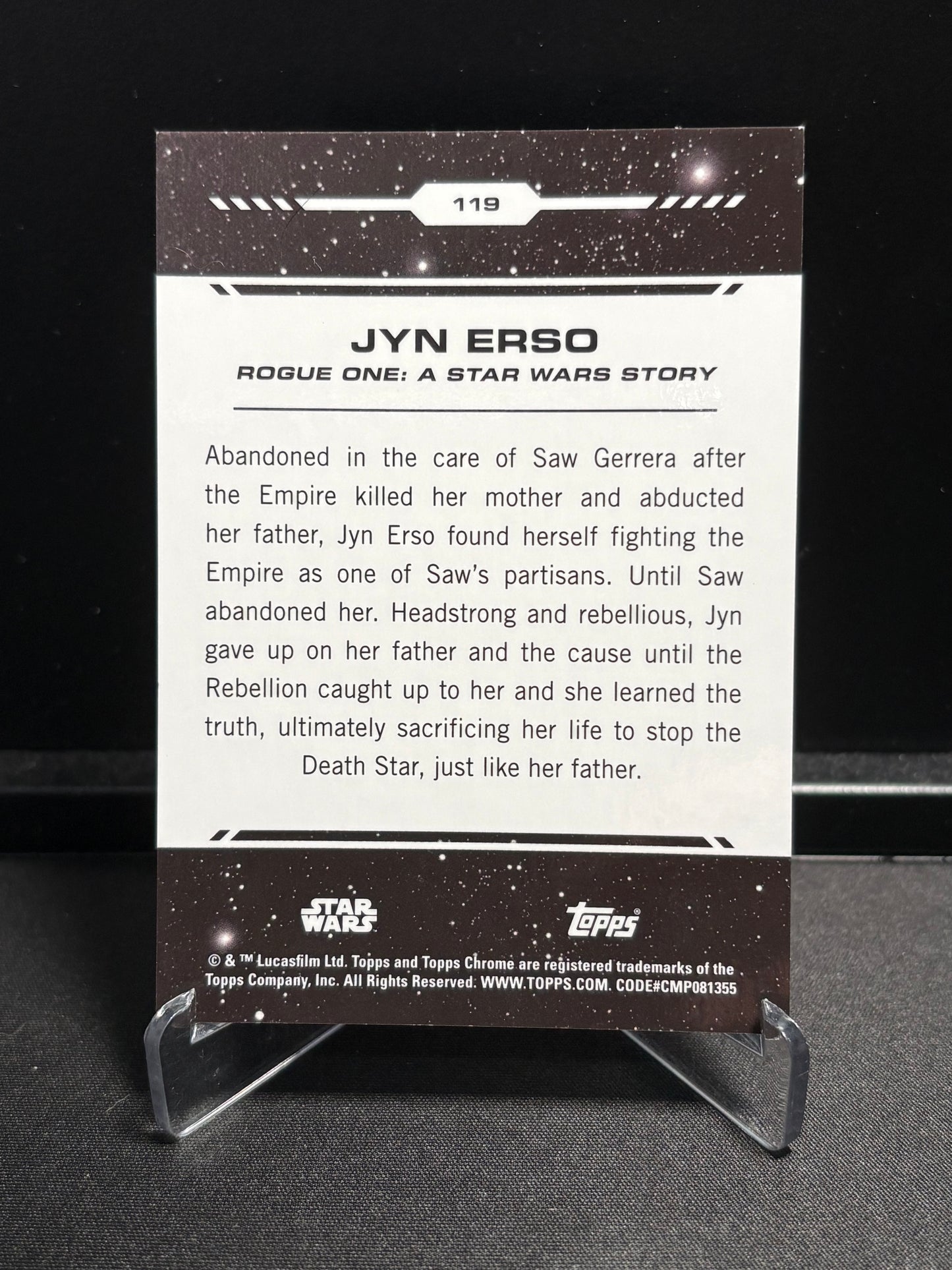 Jyn Erso Topps Chrome Star Wars "Purple Refractor" /199