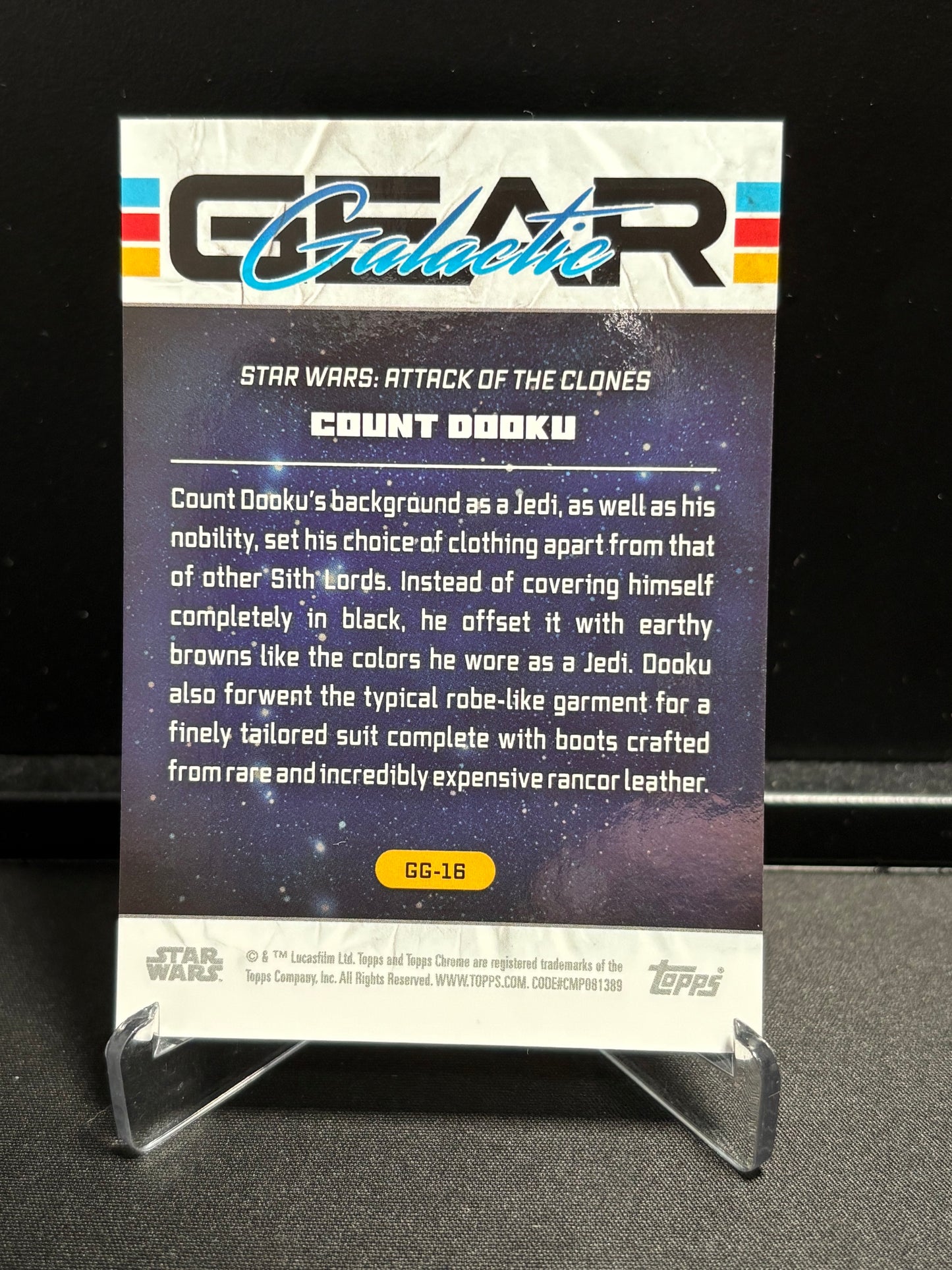 Count Dooku Topps Chrome Star Wars "Galactic Gear Green Refractor" /99 – Attack of the Clones