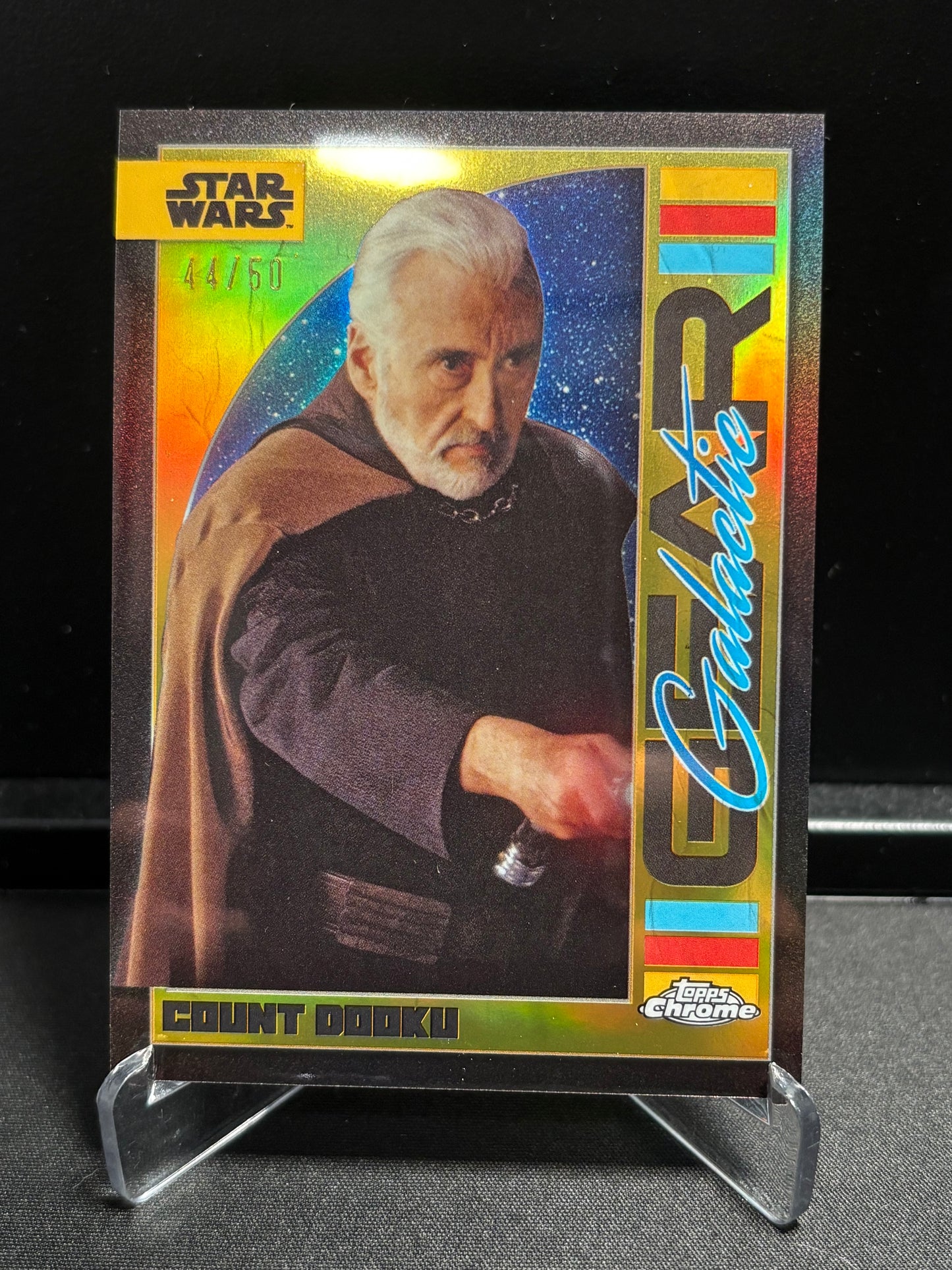 Count Dooku Topps Chrome Star Wars "Galactic Gear Gold Refractor" /50 – Attack of the Clones