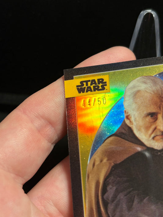 Count Dooku Topps Chrome Star Wars "Galactic Gear Gold Refractor" /50 – Attack of the Clones