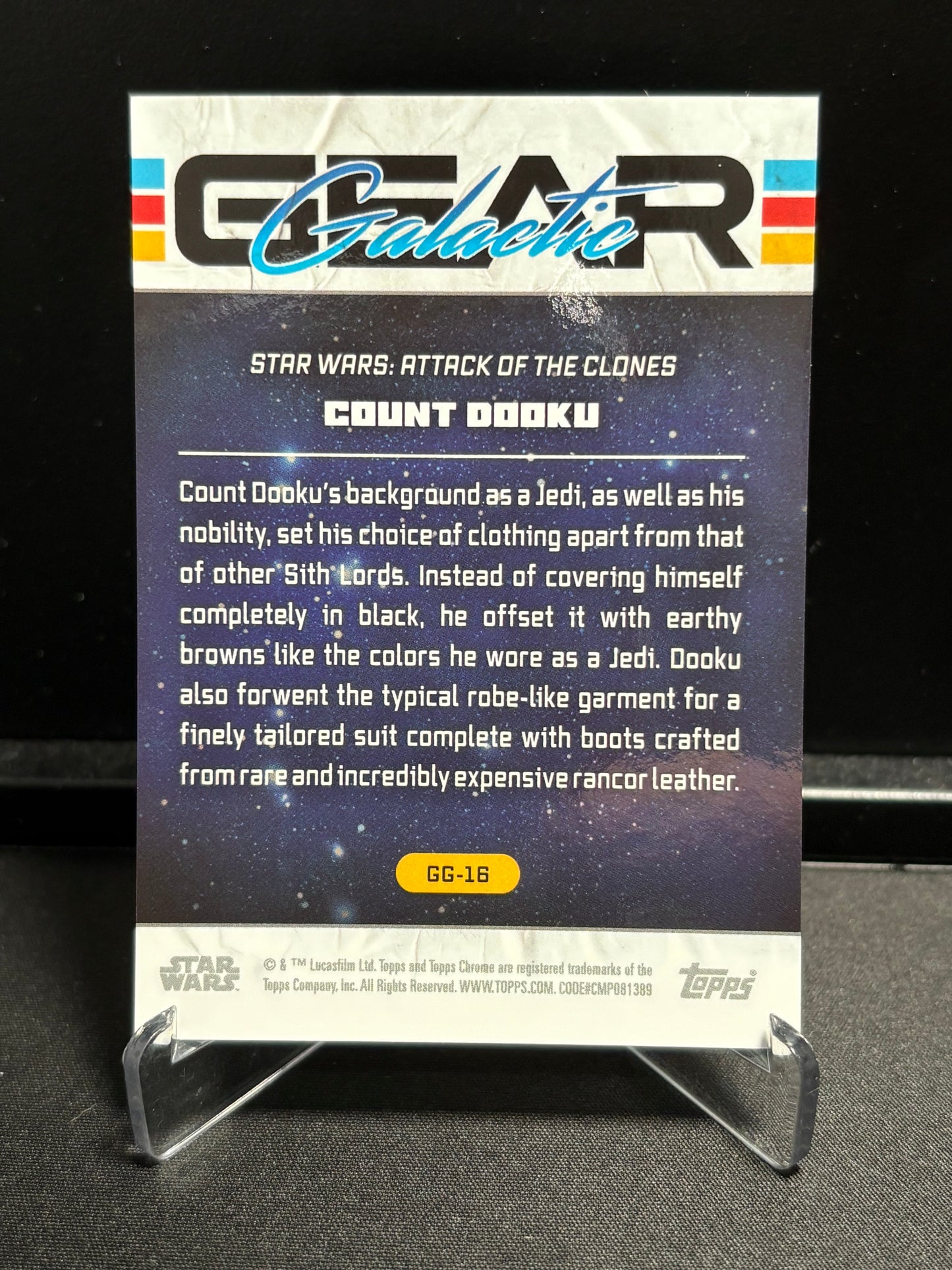 Count Dooku Topps Chrome Star Wars "Galactic Gear Gold Refractor" /50 – Attack of the Clones