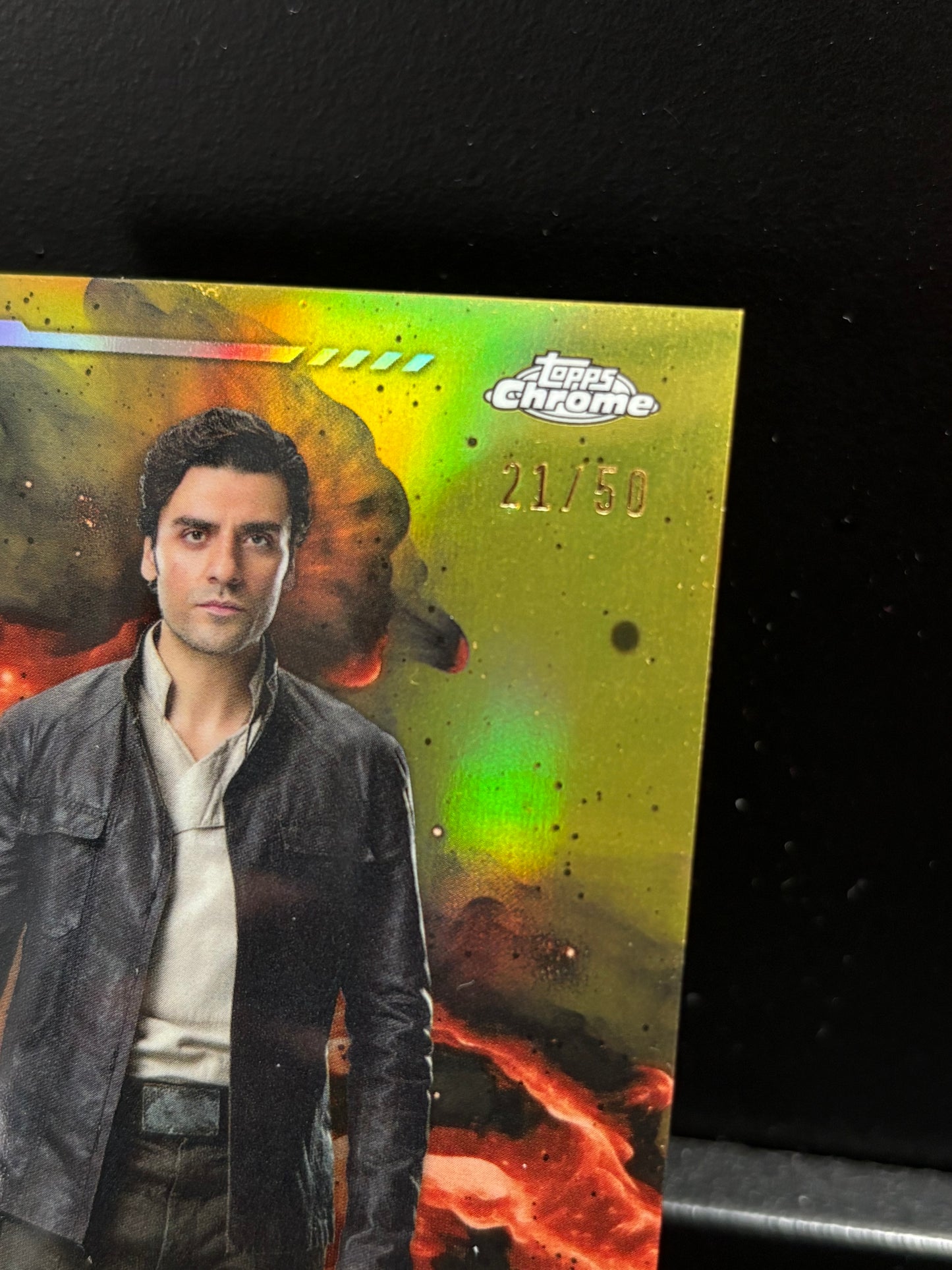 Poe Dameron Topps Chrome Star Wars "Gold Refractor" /50 – Aurebesh Variation – The Last Jedi