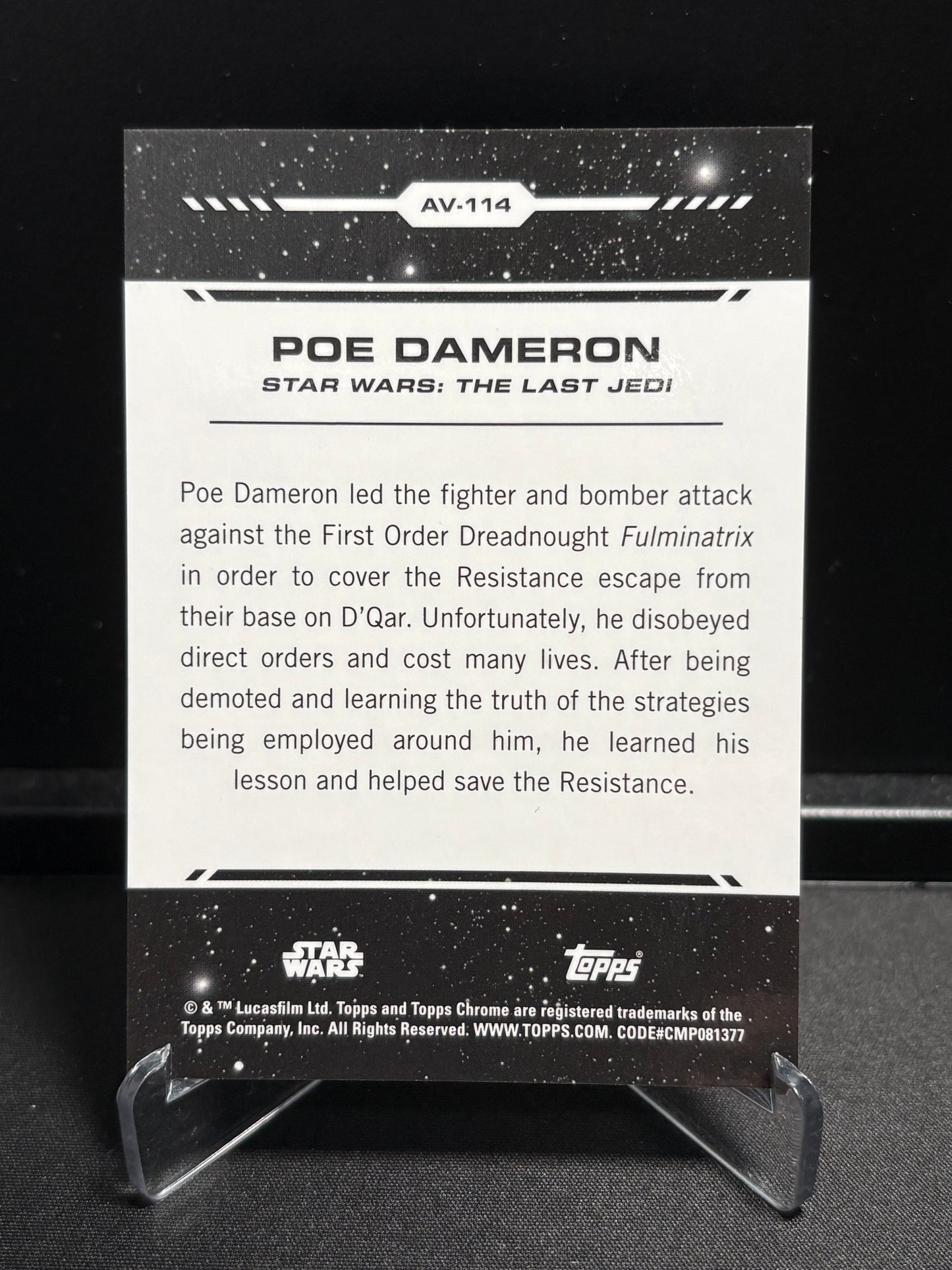 Poe Dameron Topps Chrome Star Wars "Gold Refractor" /50 – Aurebesh Variation – The Last Jedi