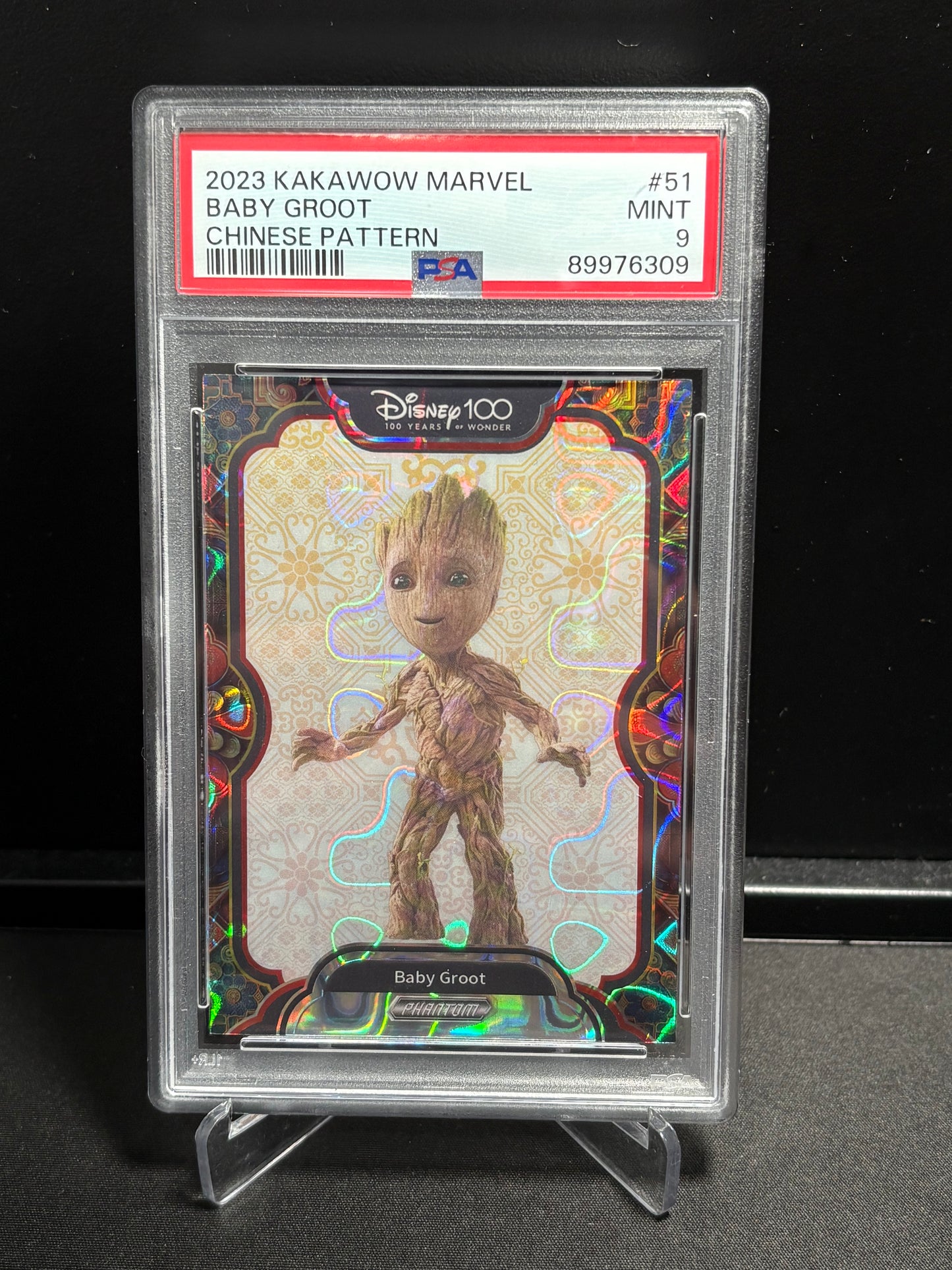 Baby Groot Kakawow Phantom Disney 100 Marvel 2023 « Chinese Pattern » 1/45 PSA 9