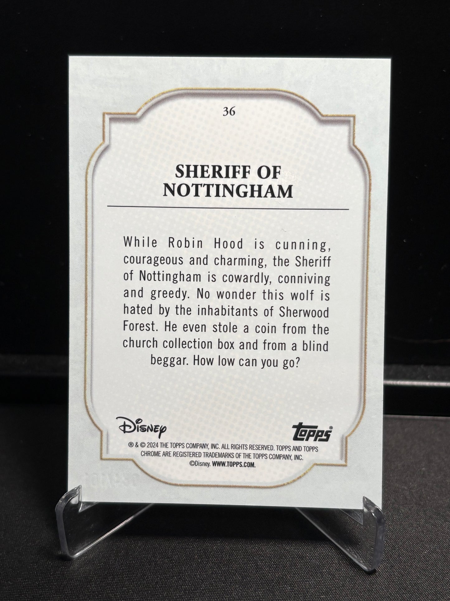 Sheriff of Nottingham Topps Chrome Disney 2024 « 101 Dalmatians Black & White Speckle Refractor » /101