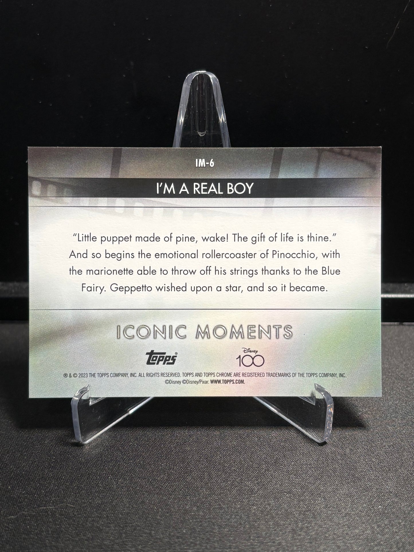 Pinocchio Topps Chrome Disney 100 2023 "Iconic Moments – I'm A Real Boy" IM-6