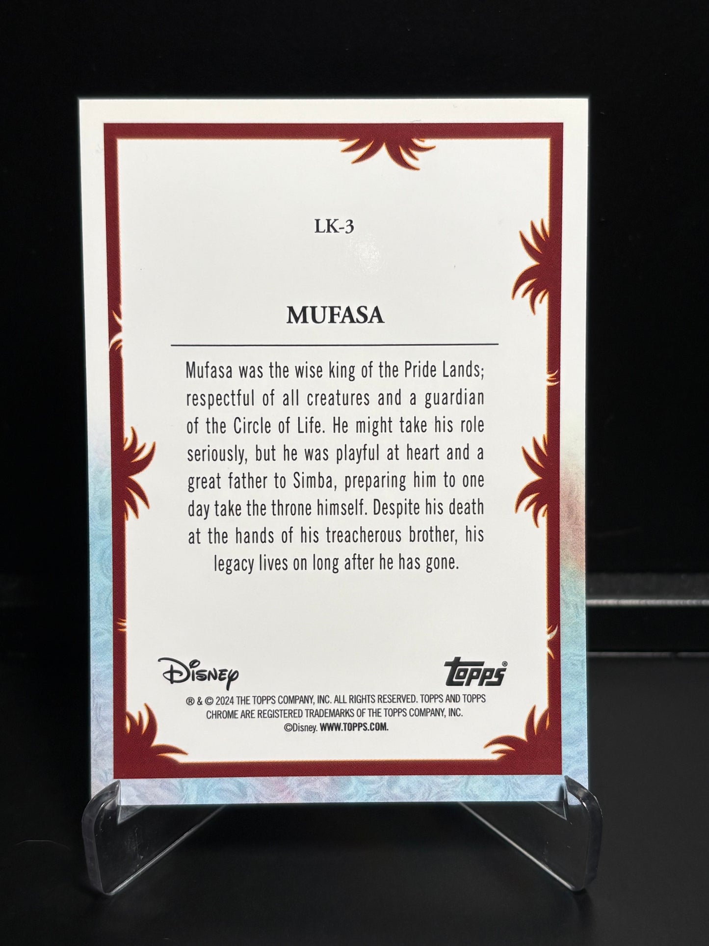 Topps Chrome Disney Le Roi Lion 30 Ans – Mufasa LK-3 | Insert