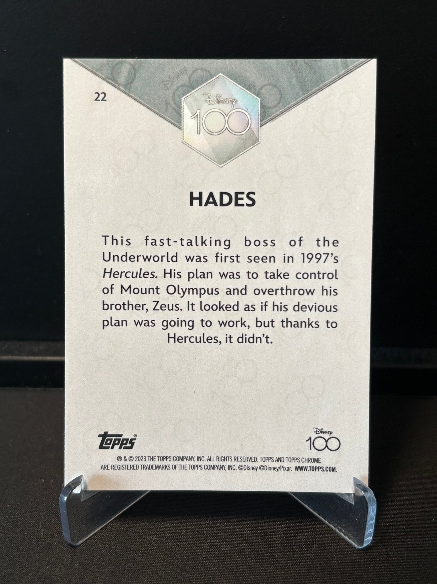 Topps Chrome Disney 100 – Hades #22 | Carte Base