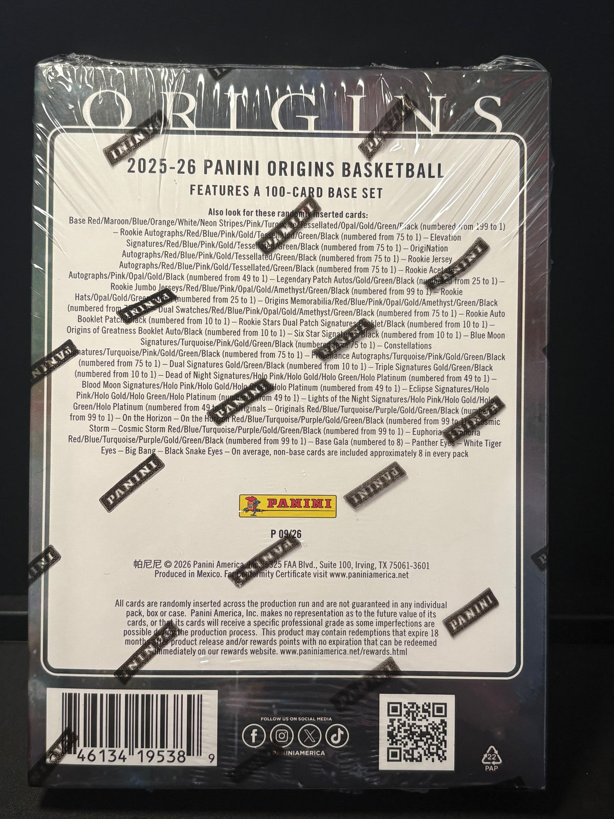 Panini Origins Basketball 2025-26 – Hobby Box | Scellée