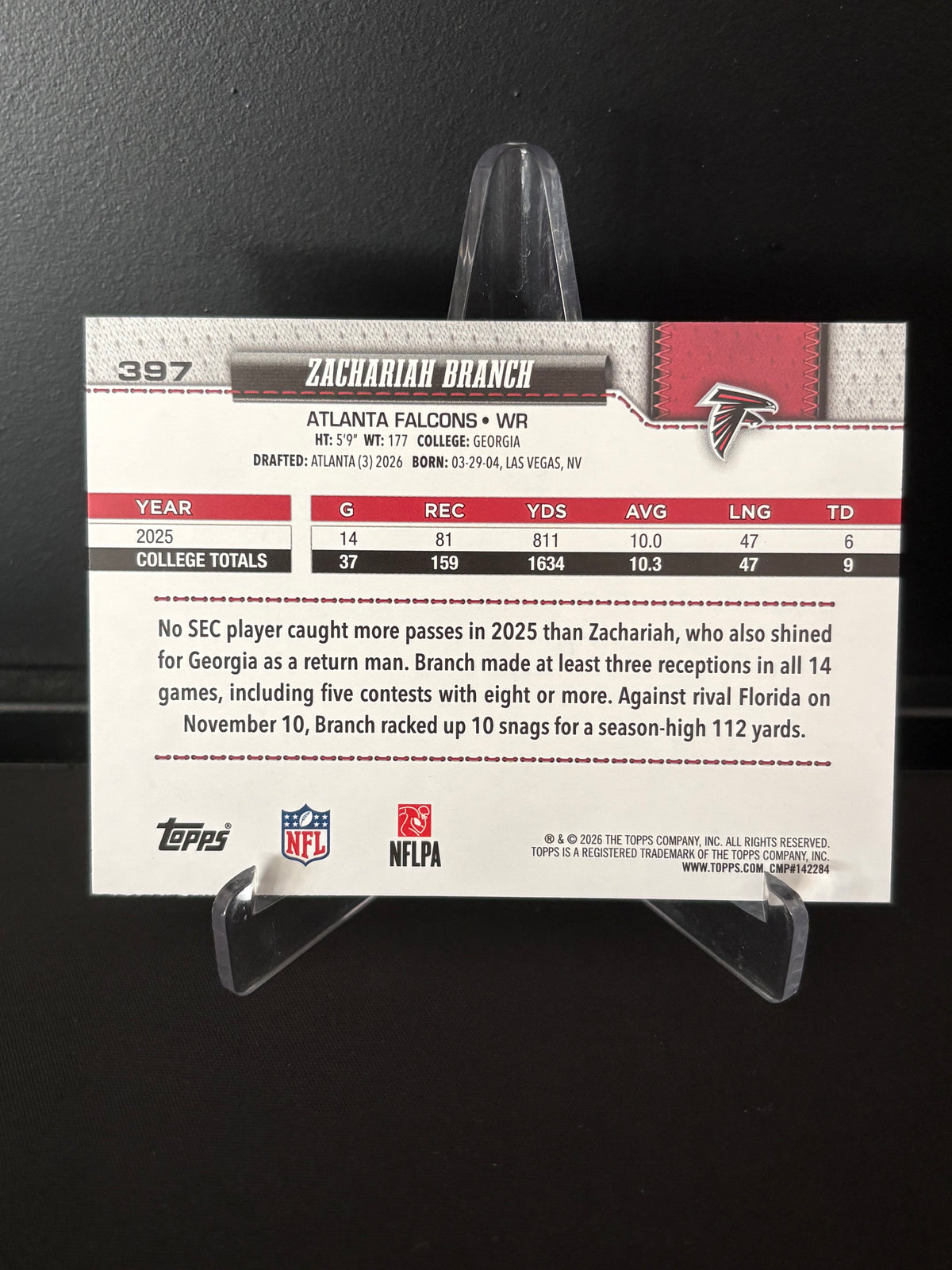 Topps Flagship NFL 2026 – Zachariah Branch RC #397 | Rookie Card