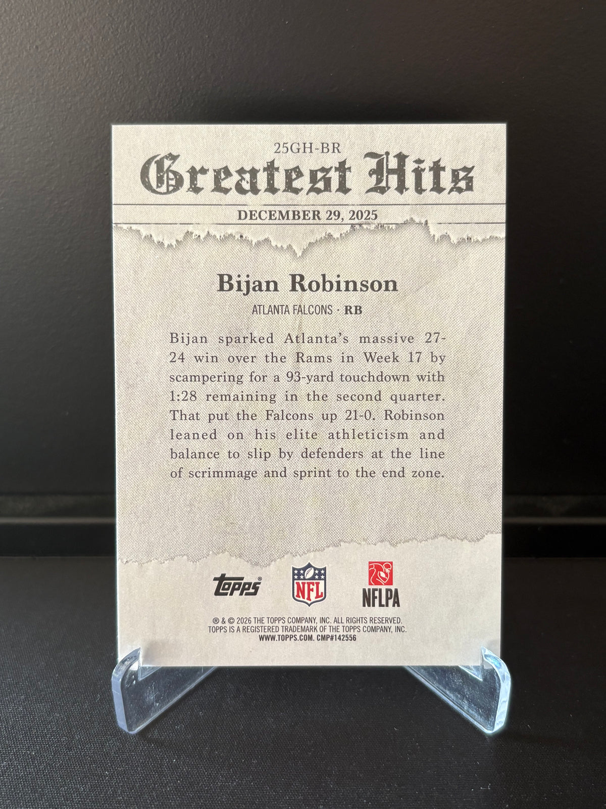 Topps Flagship NFL 2026 – Bijan Robinson 25GH-BR | Greatest Hits