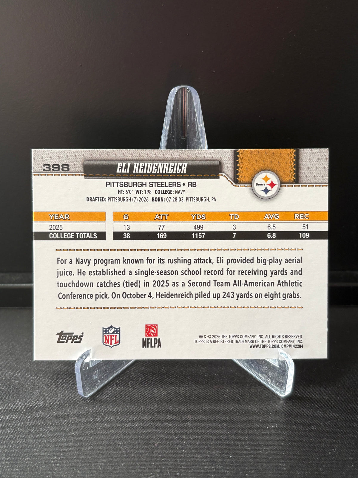 Topps Flagship NFL 2026 – Eli Heidenreich #398 RC | Base