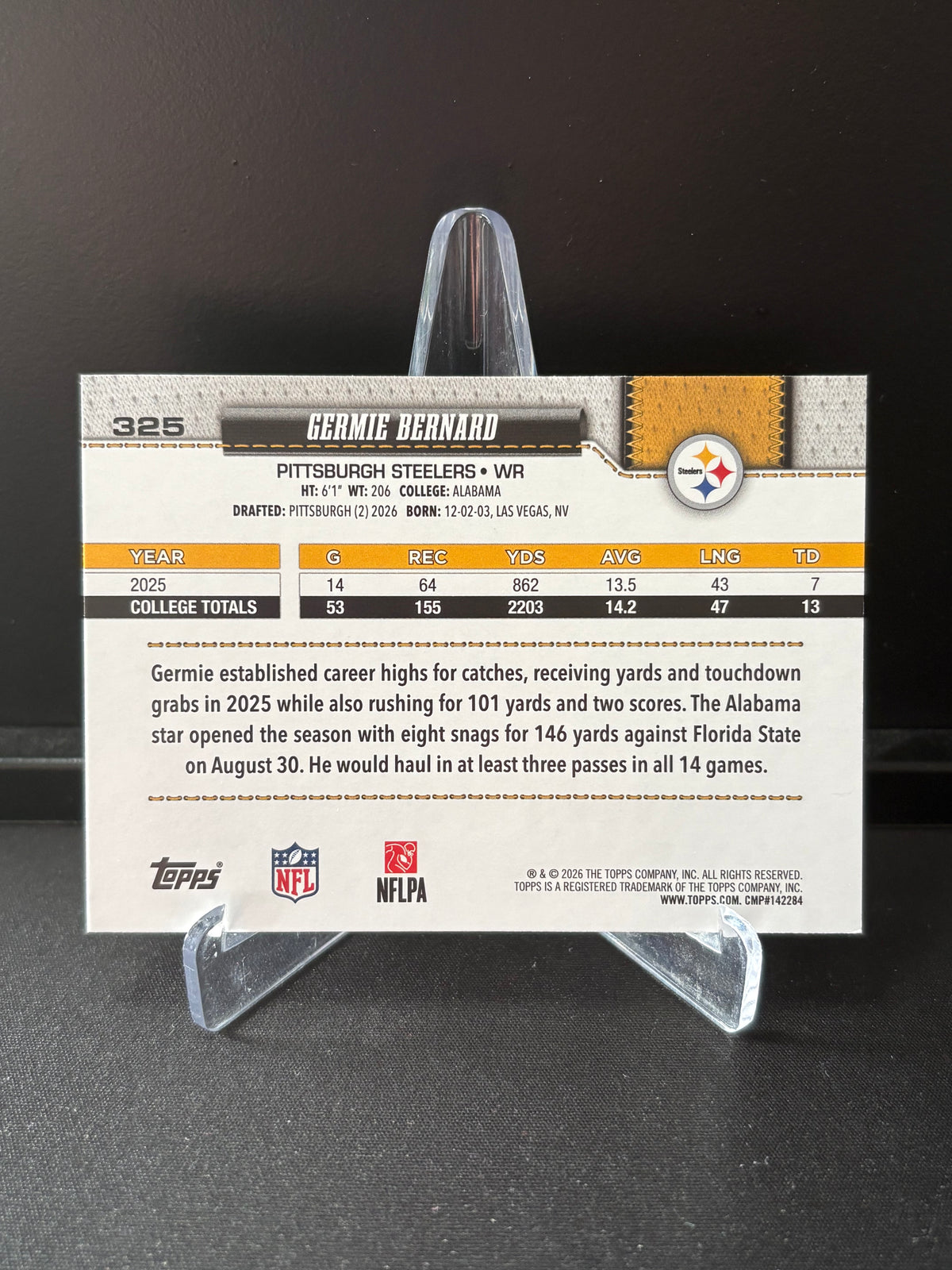 Topps Flagship NFL 2026 – Germie Bernard #325 RC | Base