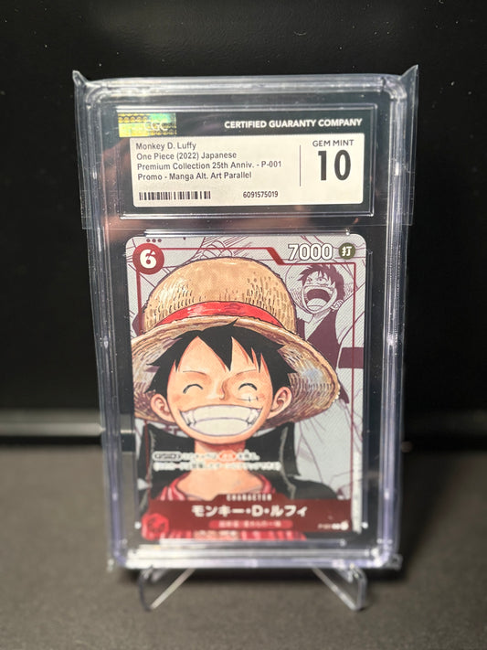 Monkey D. Luffy P-001 Manga Alt. Art Parallel | CGC Gem Mint 10 | Premium Collection 25th Anniversary | One Piece (Japonais)
